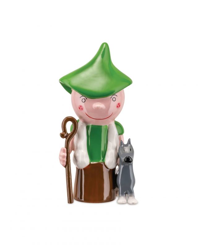 Alessi Pastorello Porzellanfigur mit Hirte, Hund und Stock, dekorative Sammlerfigur.